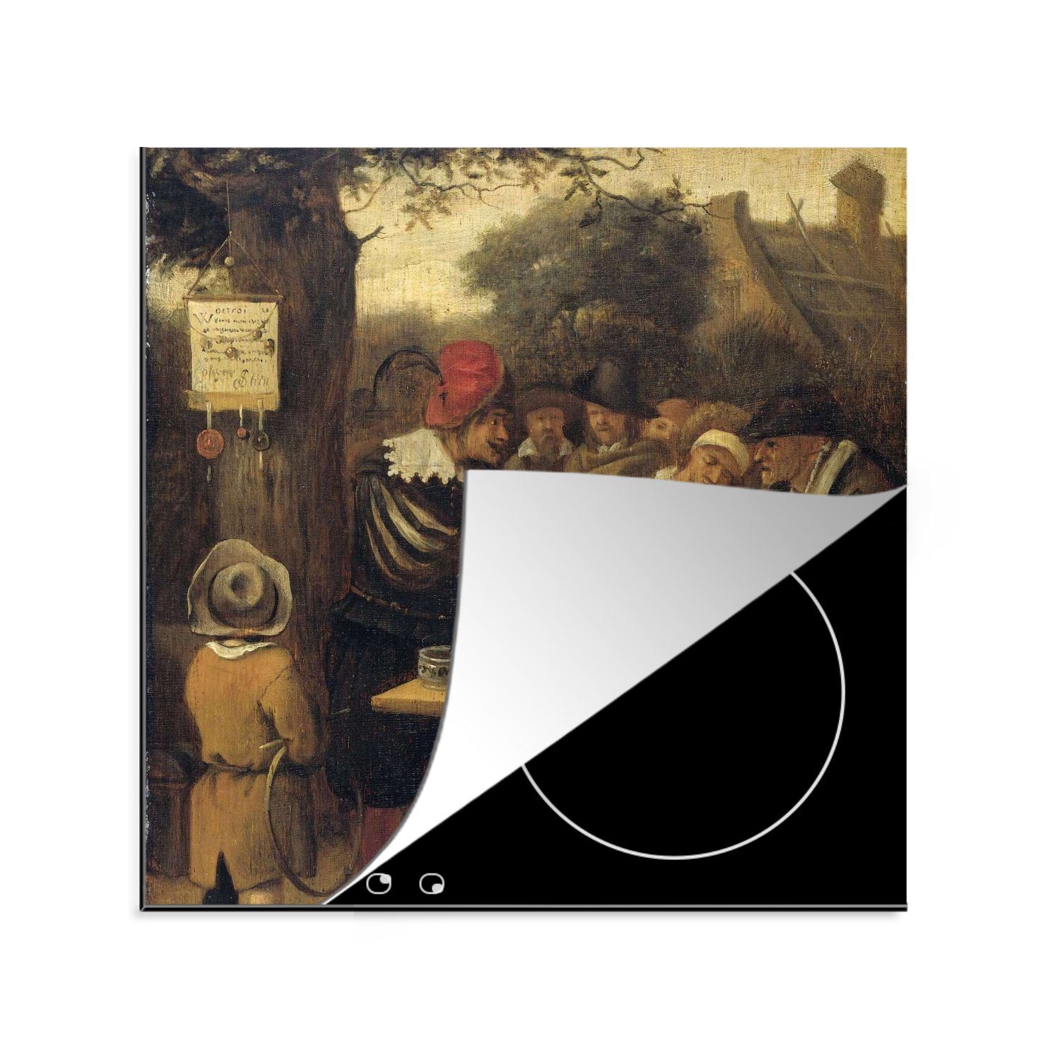 MuchoWow Herdblende-/Abdeckplatte Der Quacksalber - Jan Steen, Vinyl, (1 tlg), 78x78 cm, Ceranfeldabdeckung, Arbeitsplatte für küche