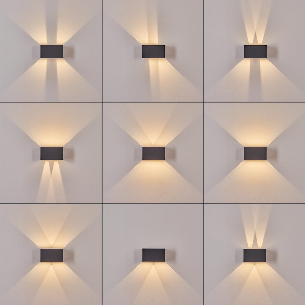 hofstein Außen-Wandleuchte Wandlampe aus Metall in Anthrazit, LED fest integriert, 3000 Kelvin, Wandleuchte Up&Down Effekt, Außenleuchte, LED 12 Watt, 700 Lumen, IP54
