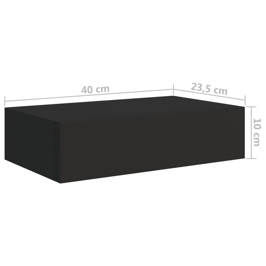 vidaXL Regal Wand-Schubladenregale 2 MDF Schwarz 40x23,5x10 Stk cm