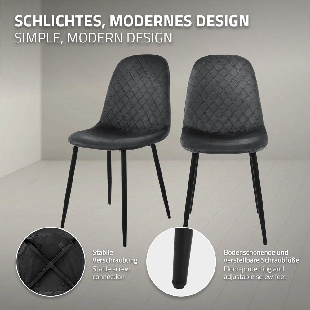 ML-DESIGN Stuhl Esszimmerstuhl mit Rückenlehne, Polsterstuhl mit Metallbeinen (4 St), Wohnzimmerstuhl ergonomisch Anthrazit mit Samtbezug Küchenstuhl – Bild 4 von 5