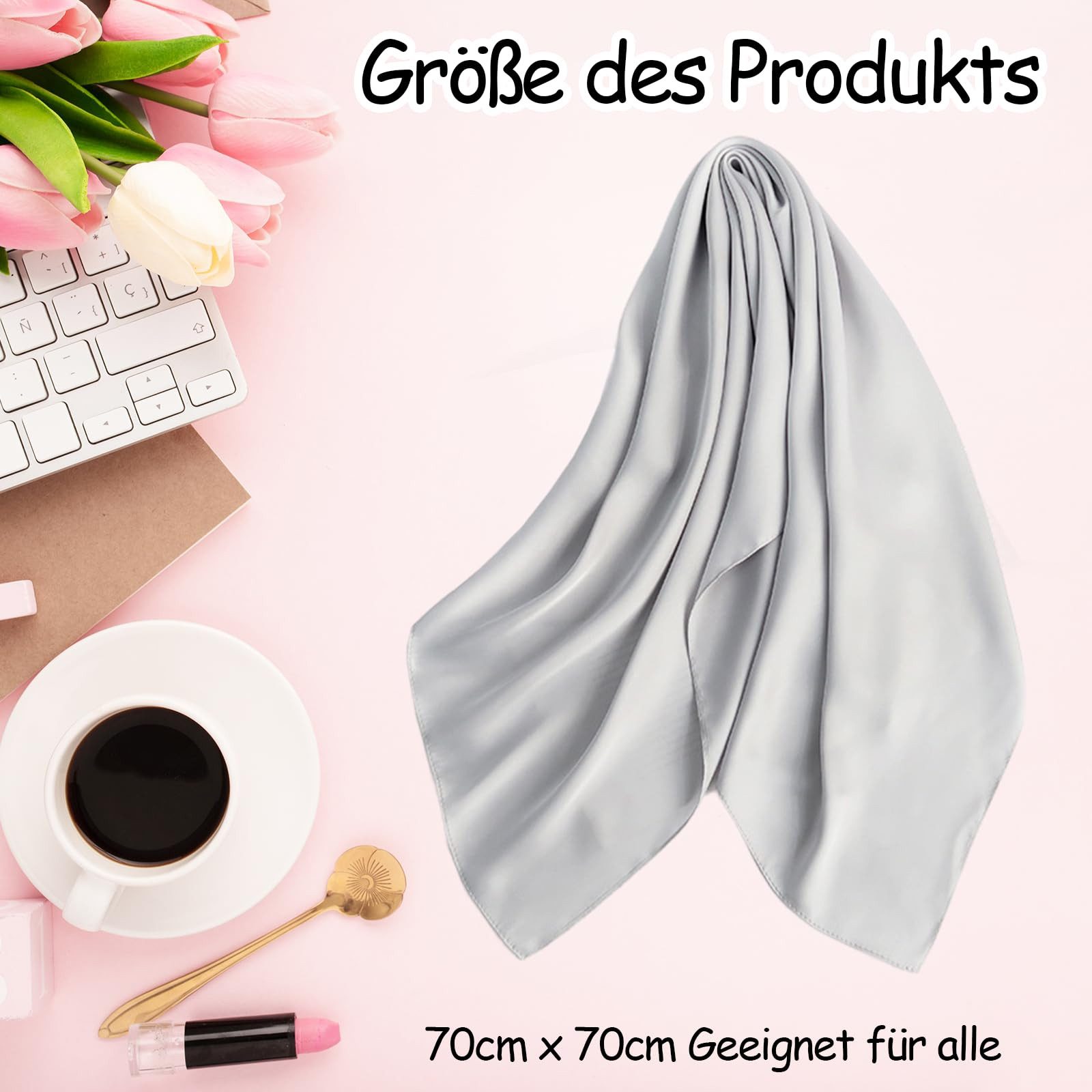 Coonoor Seidentuch Damen Seidentuch Leicht Seidenschal Bandana Halstuch Kopftuch, Elegante Schal Tuch Geschenk für Frauen – Bild 2 von 5