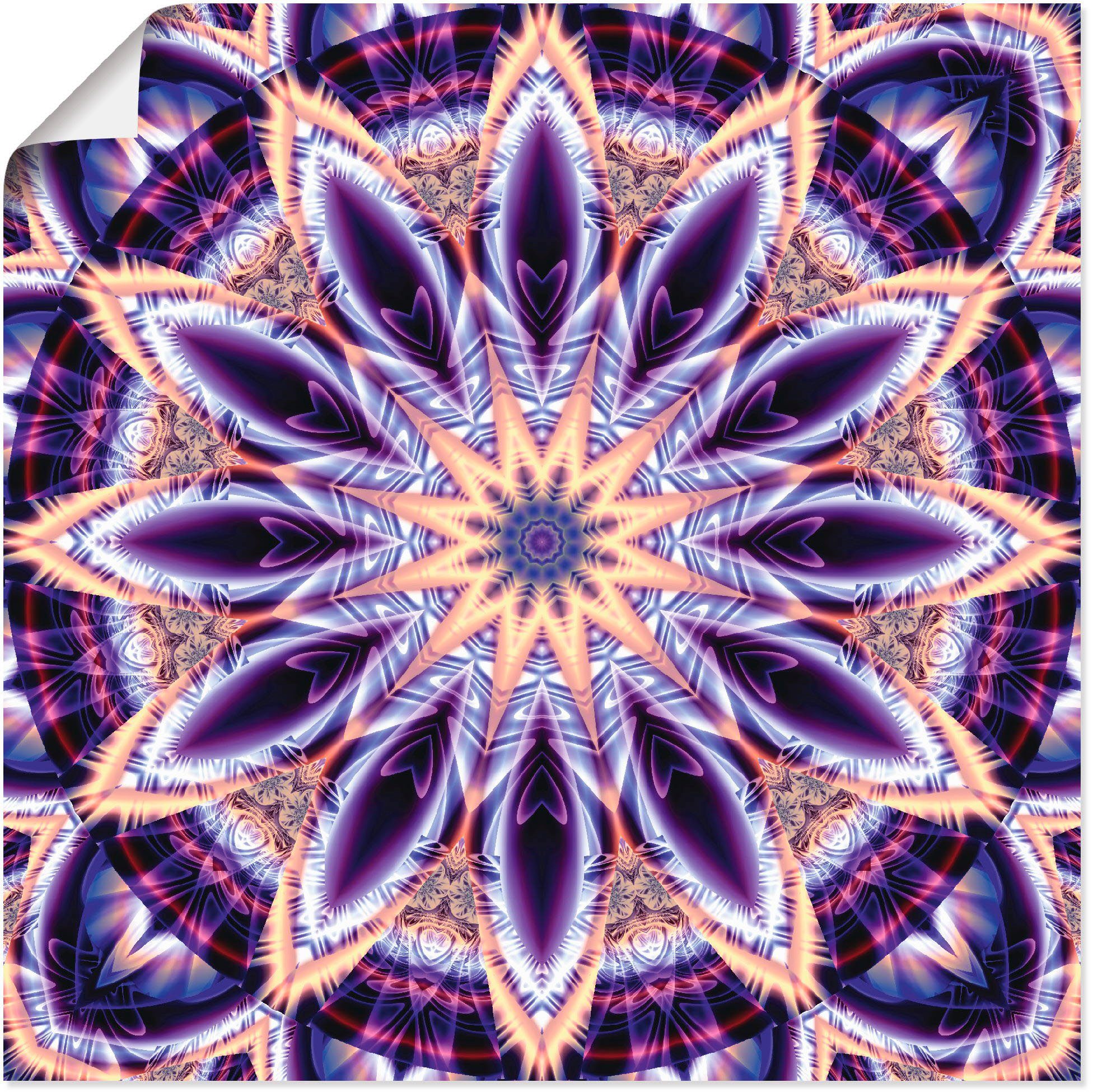 Artland Größen Mandala Wandaufkleber St), versch. in Stern Poster Alubild, Wandbild (1 Leinwandbild, oder lila, Muster als