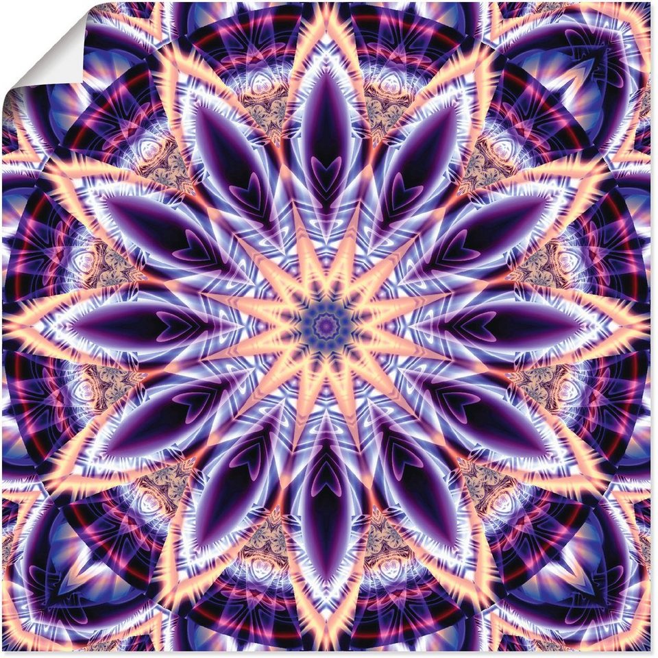 Artland Wandbild Mandala Stern lila, Muster (1 St), als Alubild,  Leinwandbild, Wandaufkleber oder Poster in versch. Größen
