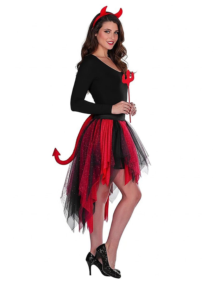 Metamorph Teufel-Kostüm Tüllrock Teufel - für Halloween Kostüm Damen, Schimmernder Rock für die Hochglanz-Dämonin
