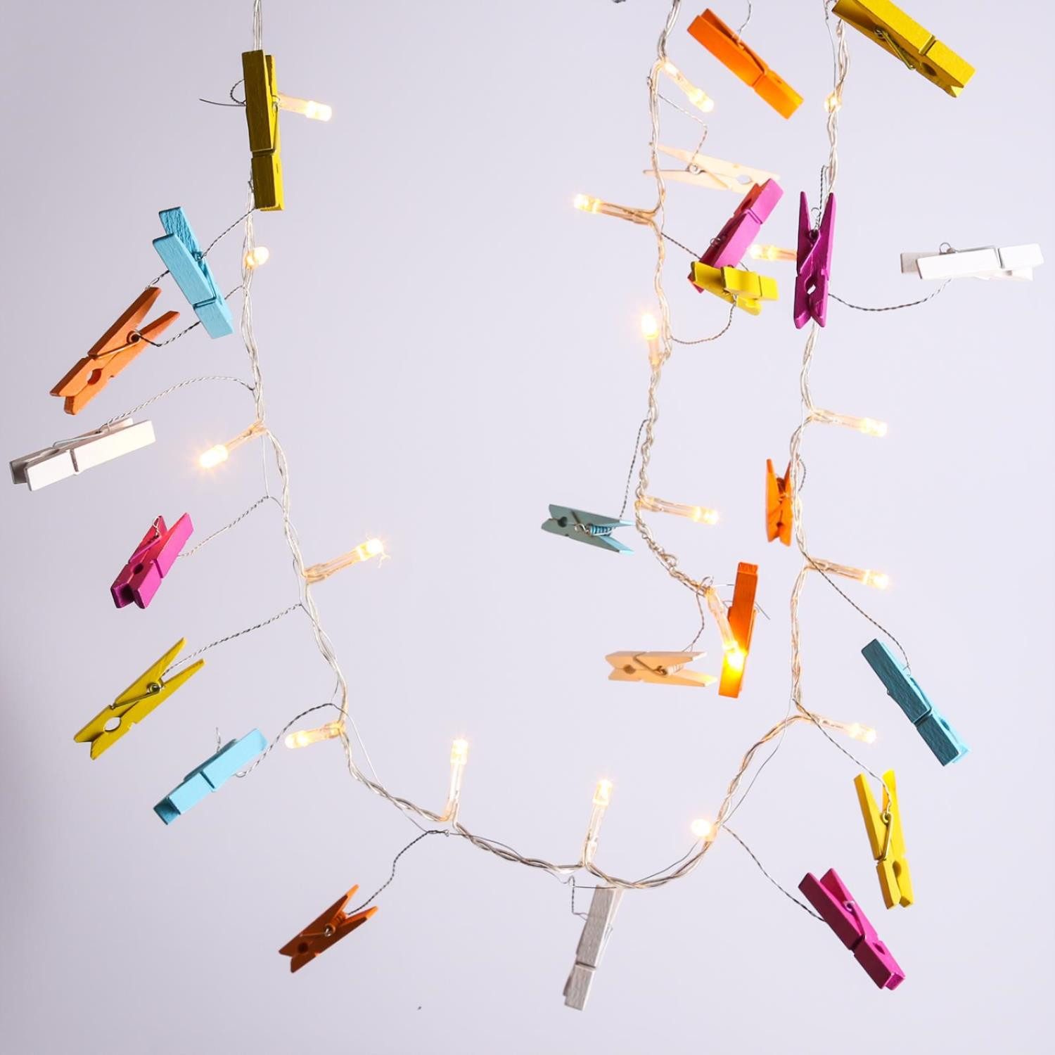 MARELIDA LED-Lichterkette LED Clip Lichterkette 24 Wäscheklammern 20 LED 0,96m Batterie bunt, 20-flammig