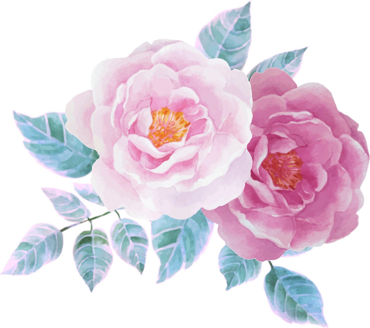 queence Wandtattoo Lina (1 St), Wandbild, Sticker, rosa, Blume, Blüte, selbstklebend, Pastellfarben