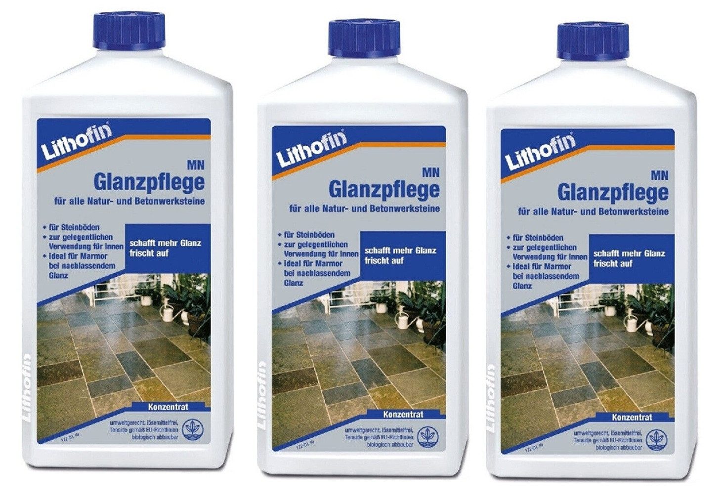 Lithofin Lithofin MN Glanzpflege für Natur und Betonwerksteine 3 x 1 Liter Naturstein-Reiniger