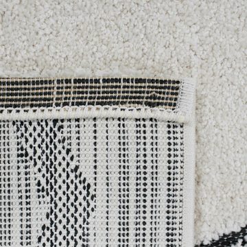 Teppich Flauschiger Teppich creme Rauten in schwarz, TeppichHome24, rechteckig