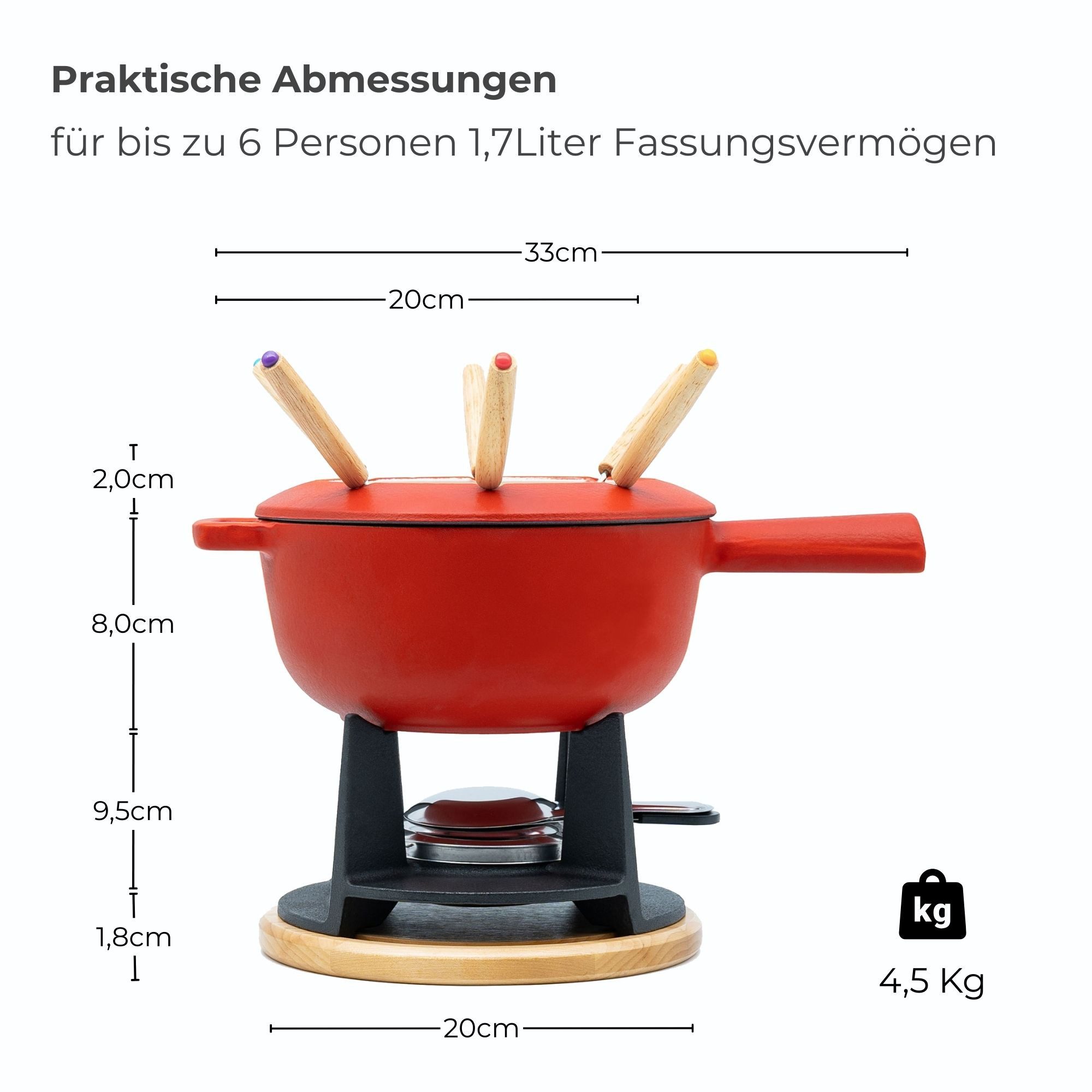osoltus Fondue osoltus Fondue Käsefondue Gusseisen matt rot NEUHEIT