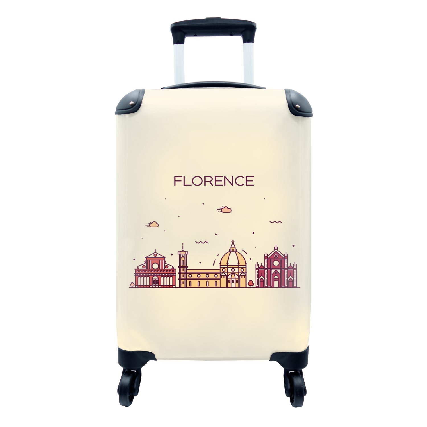 Reisekoffer Skyline, rollen, MuchoWow - Florenz - Handgepäck Reisetasche Handgepäckkoffer Ferien, 4 mit Italien Rollen, Trolley, für