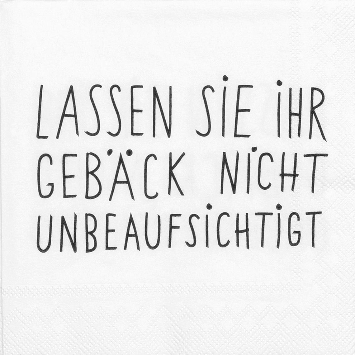 Räder Design Papierserviette Cocktailservietten 25x25 cm " Lassen Sie Ihr Gebäck nicht unbeaufsicht