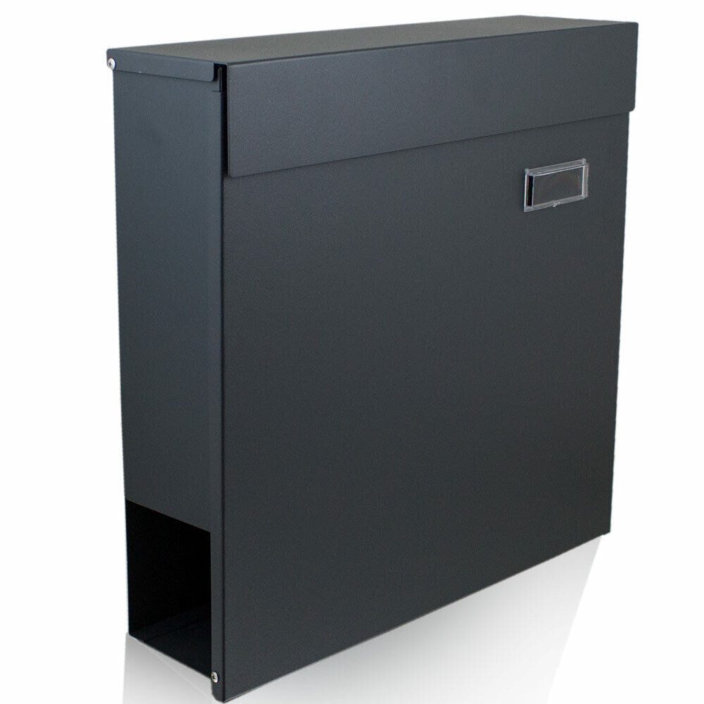 Bituxx Briefkasten Dunkelgrau mit Zeitungsfach (MS-16027)