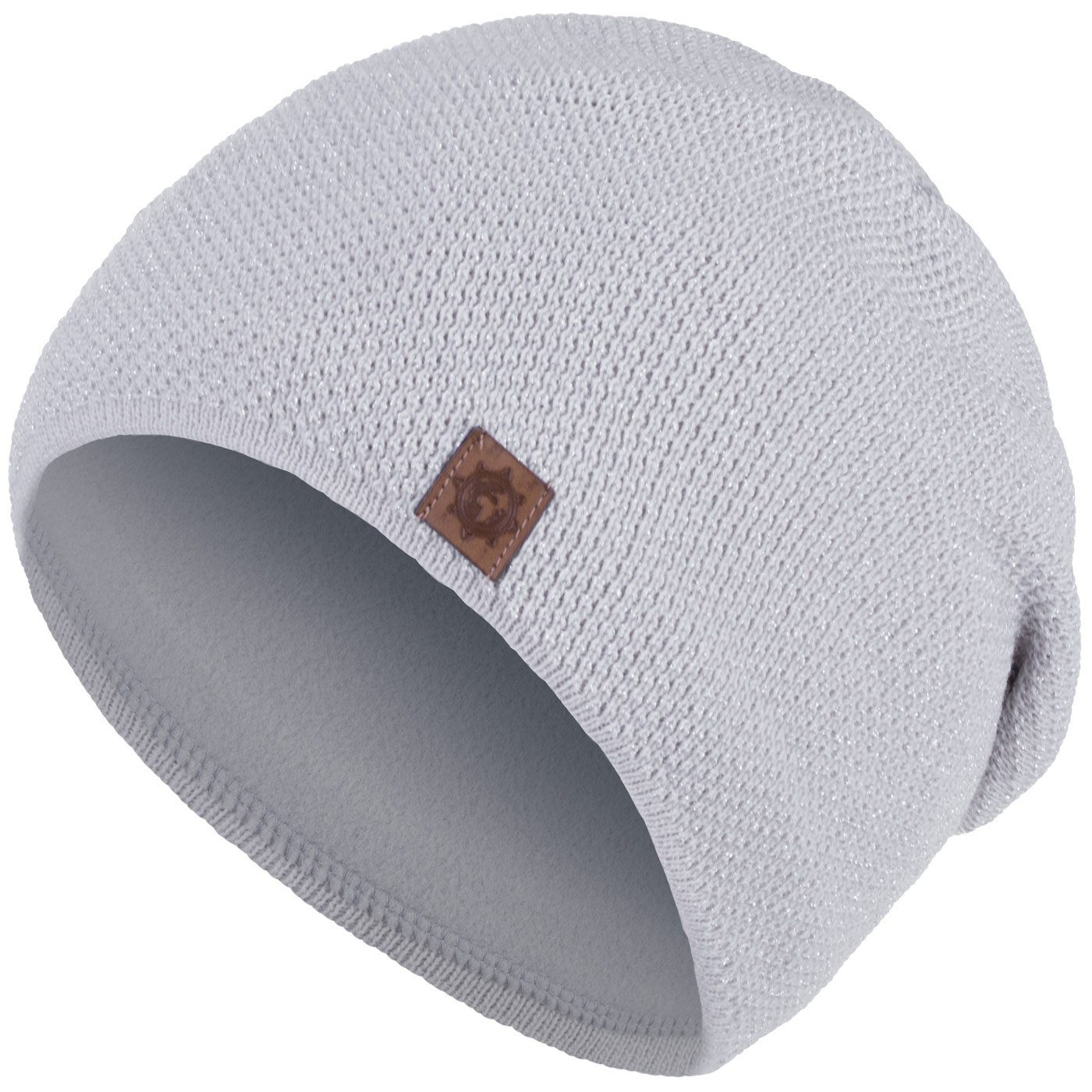 compagno Strickmütze (1-St) Damen Beanie Wintermütze Metallic-Garn gefüttert Fleecefutter