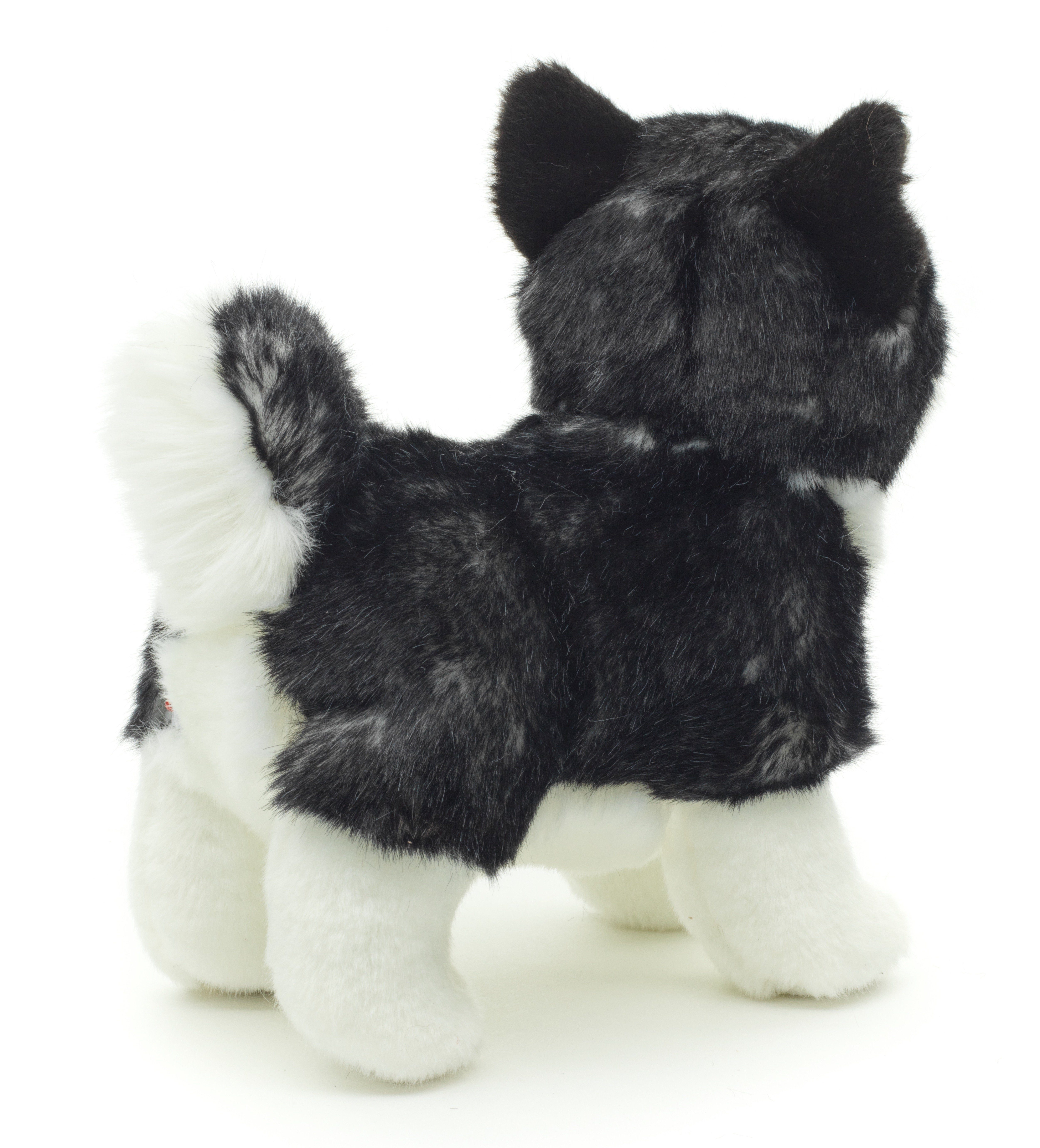 Uni-Toys stehend Husky Plüschtier, - Füllmaterial 100 cm Kuscheltier Plüsch-Hund, zu 24 recyceltes - % Welpe schwarz,