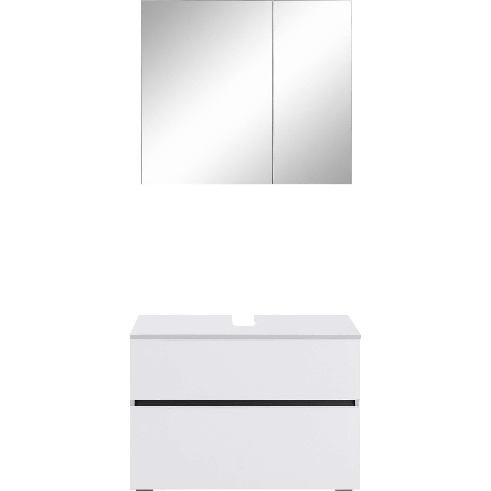 Home affaire Badmöbel-Set Wisla, (Set, 2-St), Spiegelschrank, WBU mit Siphonausschnitt u. Push-to-open, Breite 80 cm