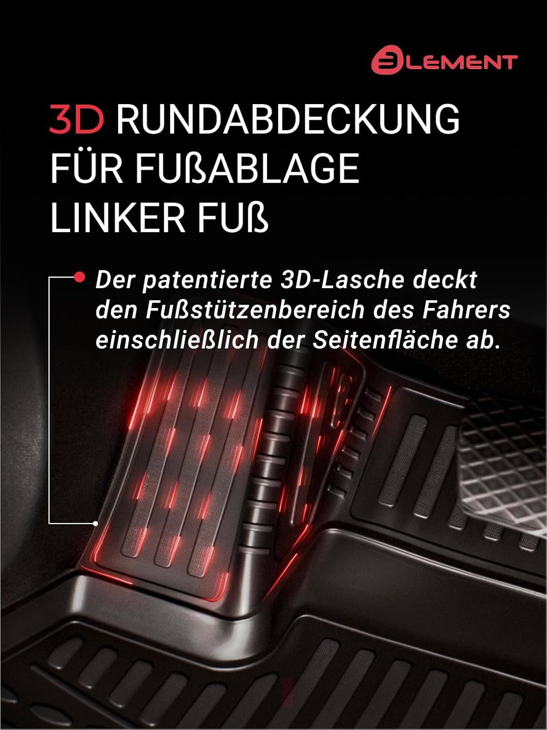 LEMENT Auto-Fußmatten 3D-Gummimatten passend für OPEL Zafira ab 2012 7 Sitze (5 St), für OPEL Zafira Pkw, Passgenau – Bild 5 von 5