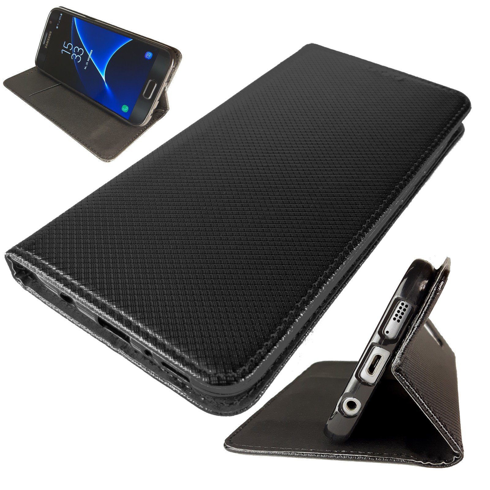 Traumhuelle Handyhülle SMART MAGNET Handytasche für Samsung Galaxy Handy Smartphone, Hülle Sideflip ohne Lasche Case mit verdeckte Magnet Schutzhülle Cover