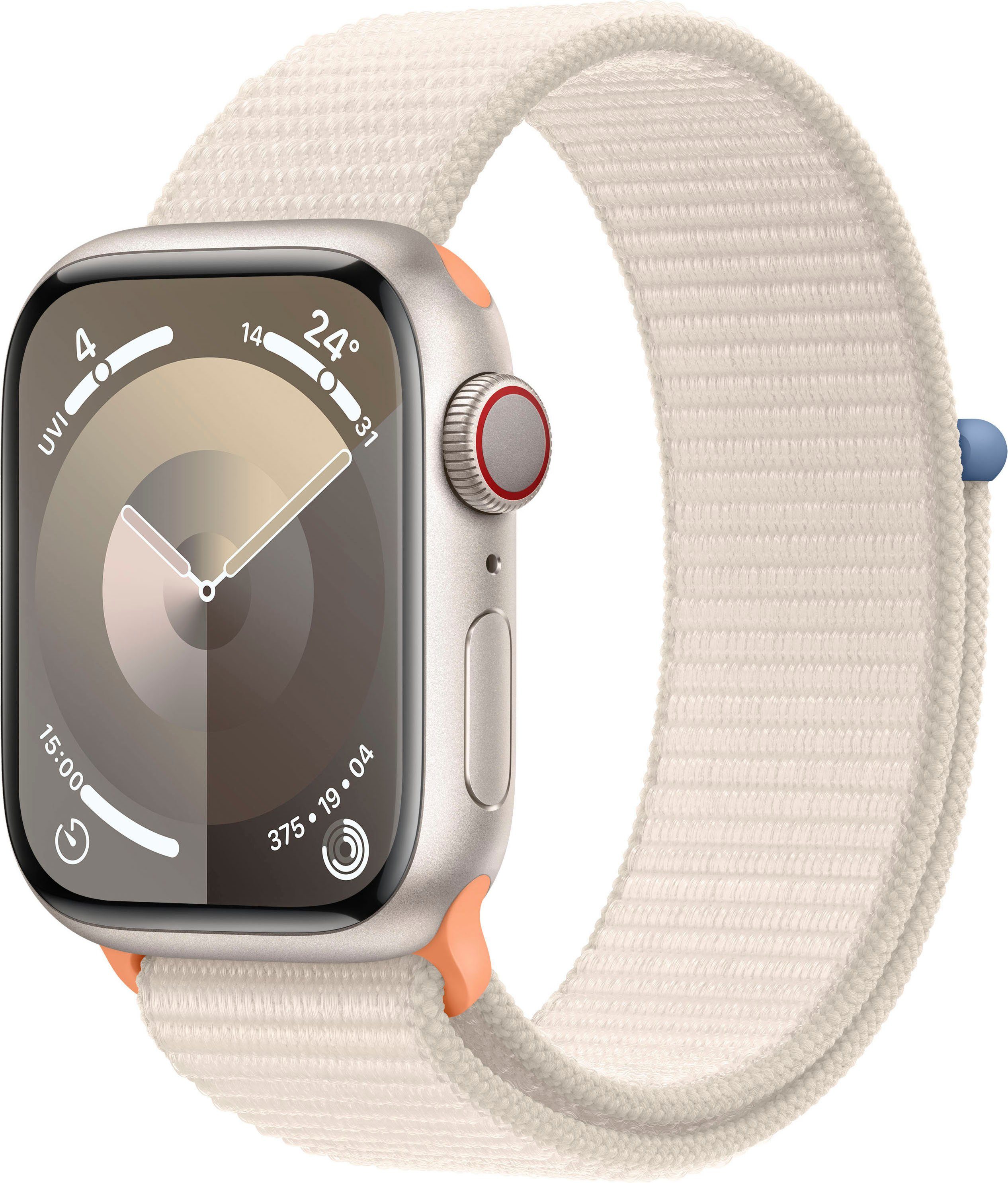 Apple Watch Series 9 GPS + Cellular 41mm Aluminium Smartwatch (4,1 cm/1,61 Zoll, Watch OS 10), Sport Loop