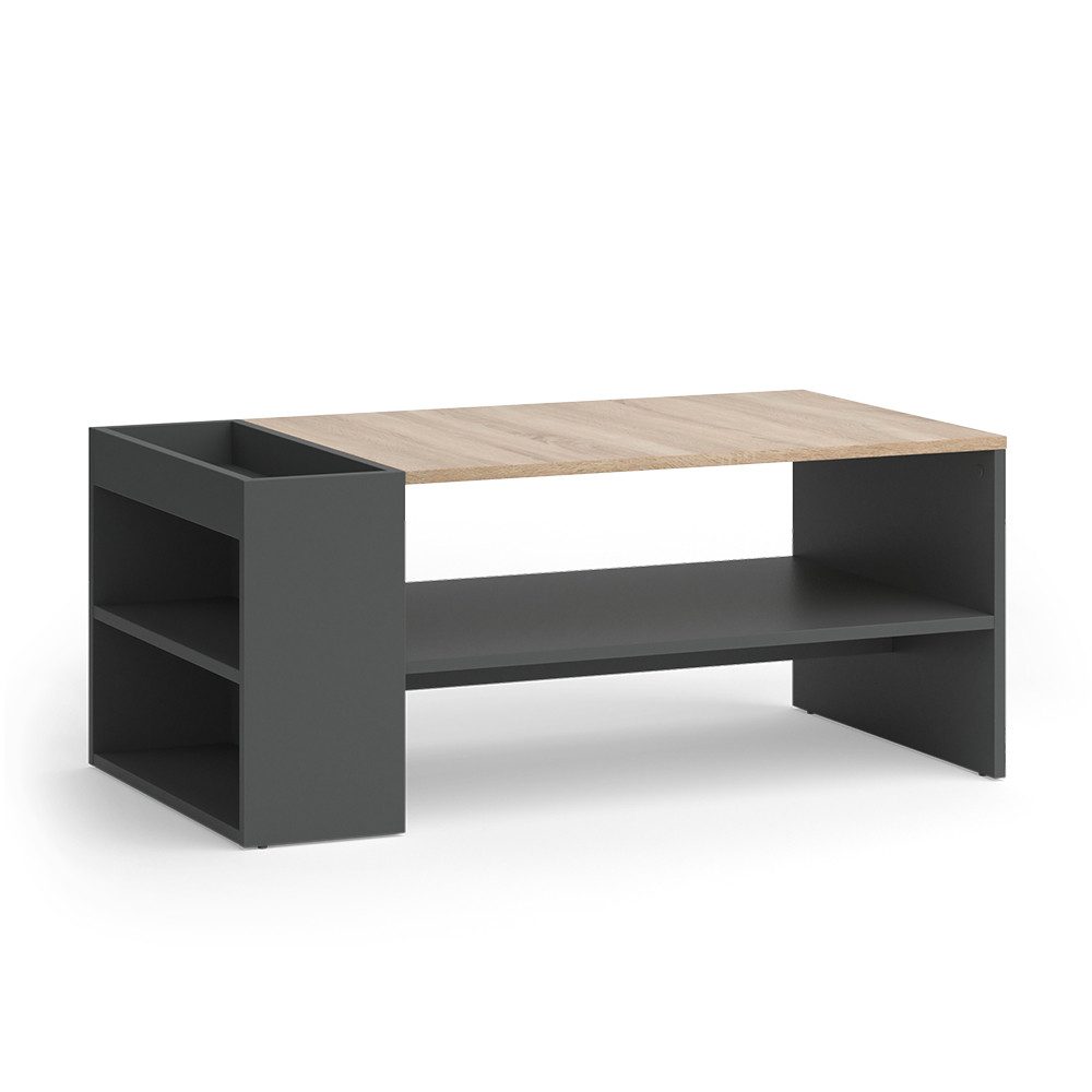 Vicco Couchtisch Wido, Anthrazit/Sonoma, 100 x 55 cm mit Regalen günstig online kaufen