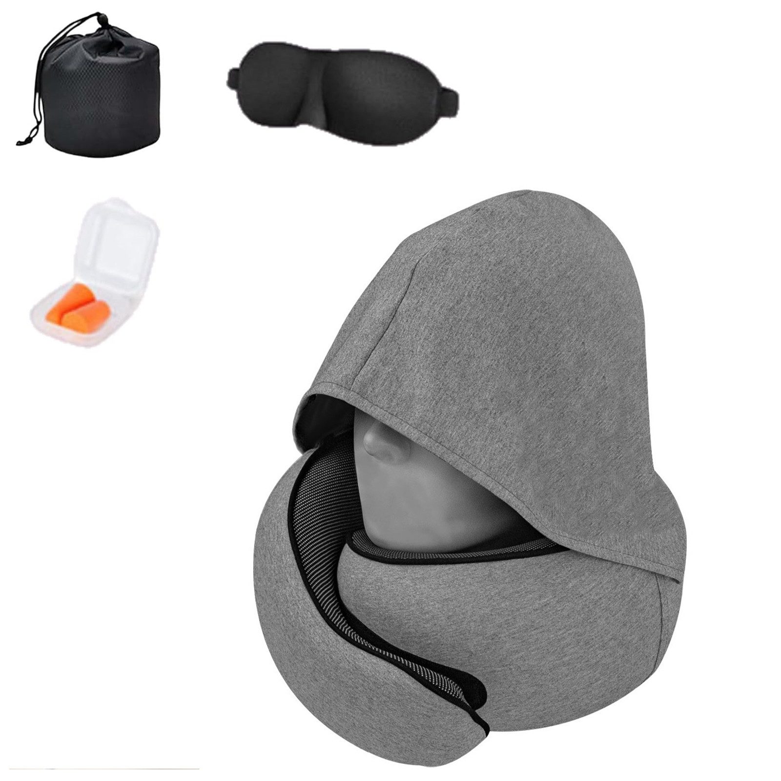 OKWISH Nackenkissen Reise-Nackenkissen mit Kapuze aus Memory-Foam, Ergonomi günstig online kaufen
