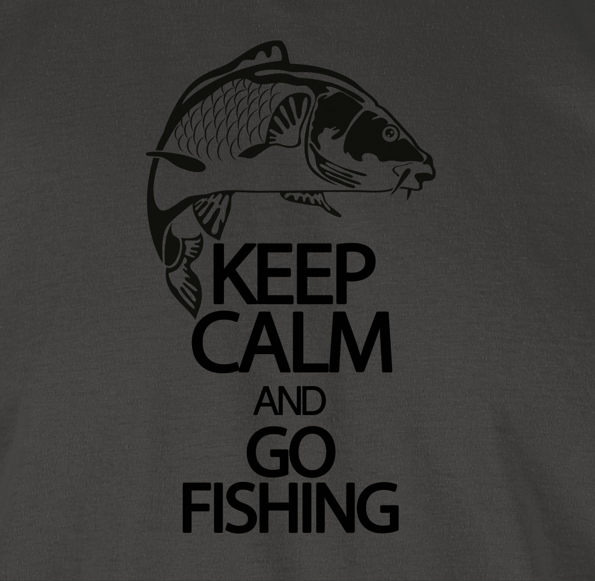 Shirtracer T-Shirt Keep calm and Fishing Angler go Geschenke Dunkelgrau 2