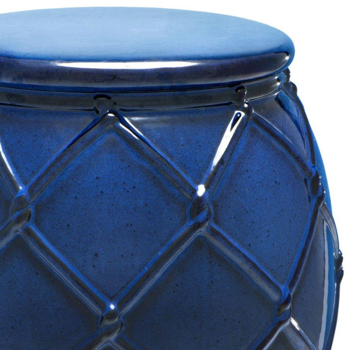 Padrino Antik Trommel Blau Casa x Kollektion Ø Dekoobjekt Keramik - Luxus H. cm 46 35