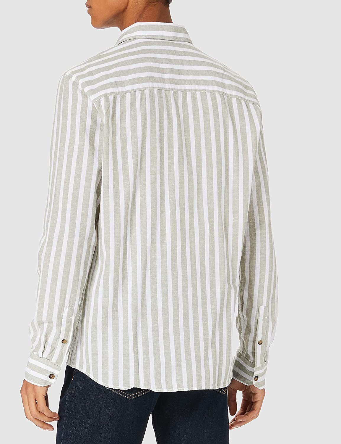 Mavi Streifenhemd Stripe Shirt Hemd Oil Green Streetwear lockerer Hemd Freizeithemd