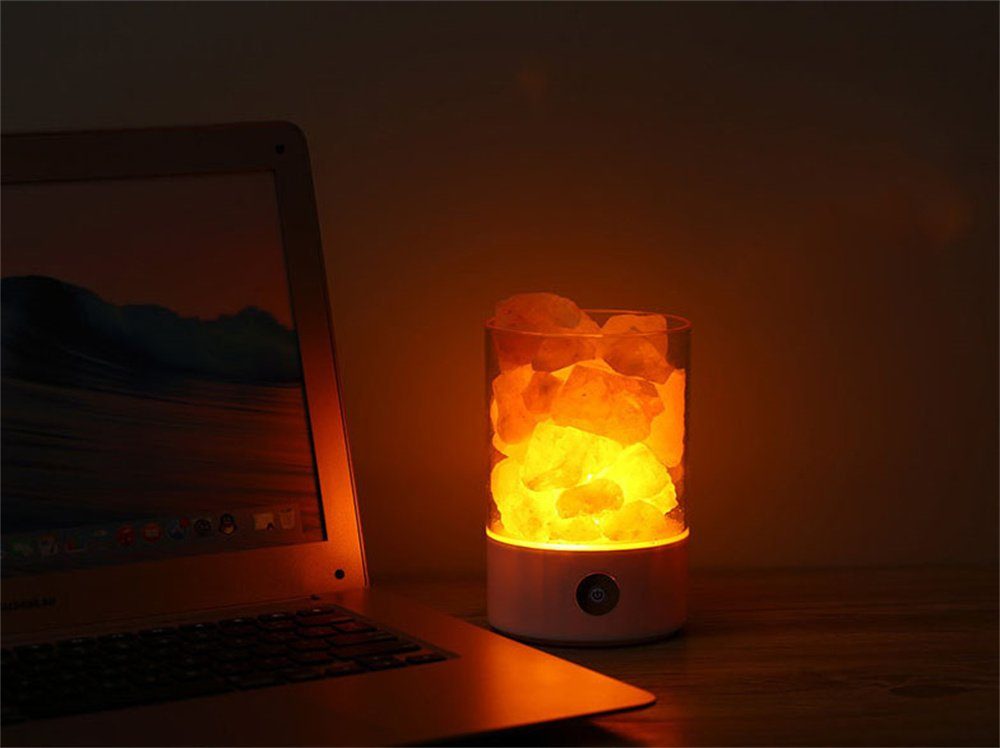 Oneid Salzkristall-Tischlampe Range Salt Schwarz Salzkristall Lampe Pakistan Rock Salzlampe,USB Natürliche