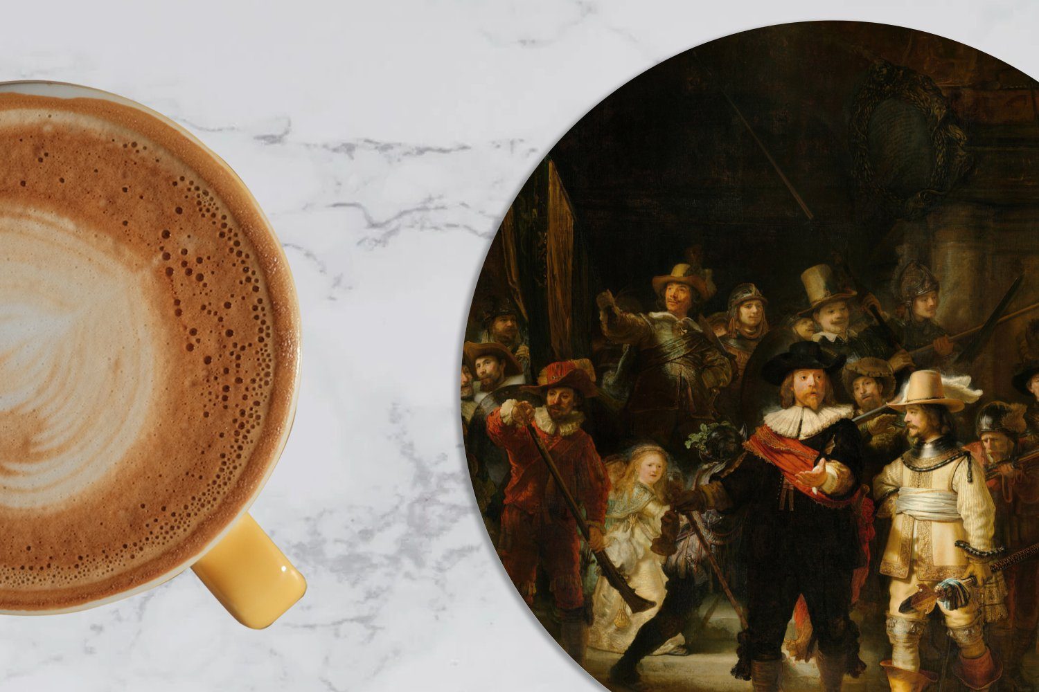 Rembrandt Tasse, Korkuntersetzer, 6-tlg., van von für Nachtwache Gemälde Getränkeuntersetzer, Gläser, Zubehör Becher Glasuntersetzer Rijn, Die MuchoWow - Tassenuntersetzer,