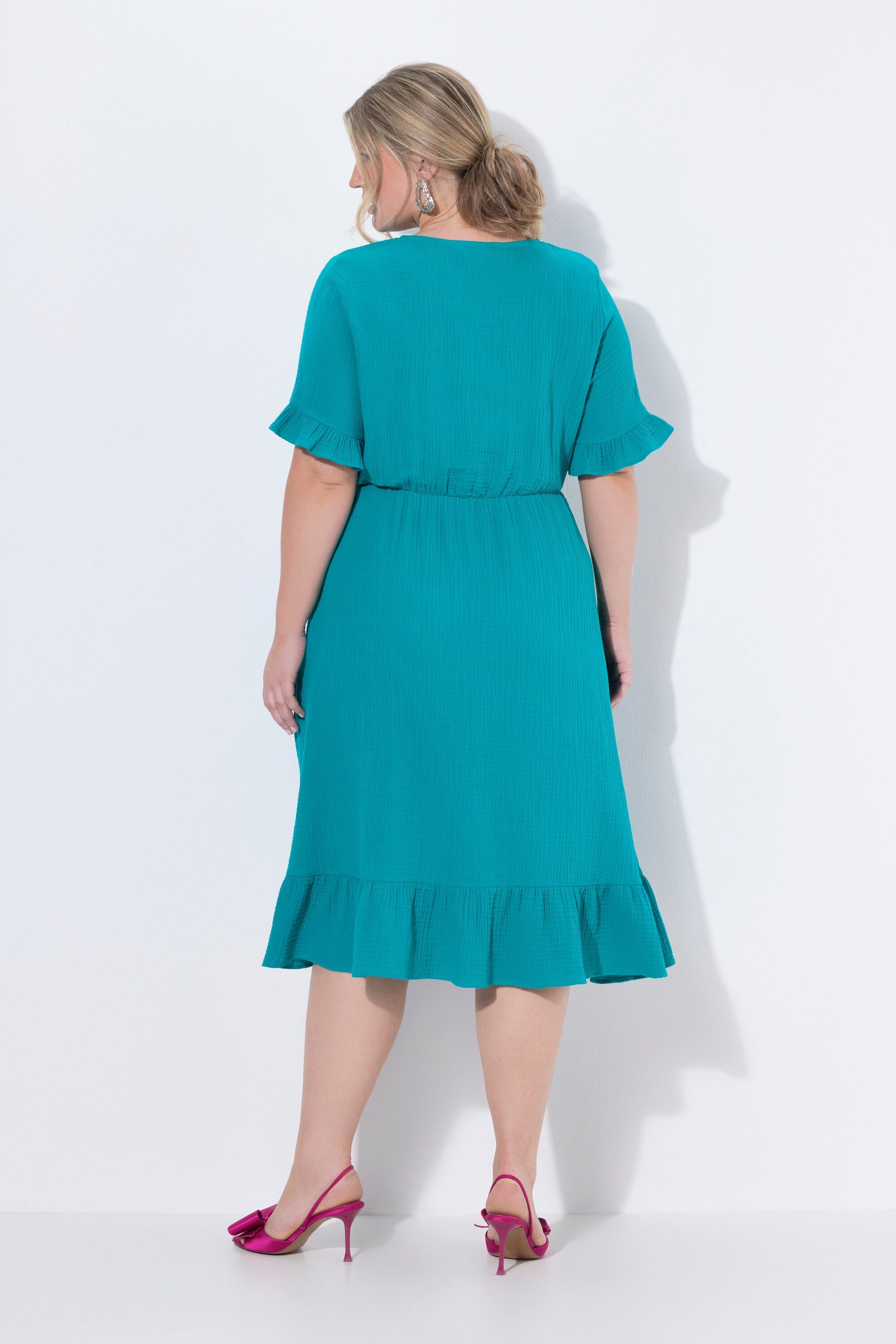 MIAMODA Midikleid Musselinkleid Midilänge Volants Halbarm