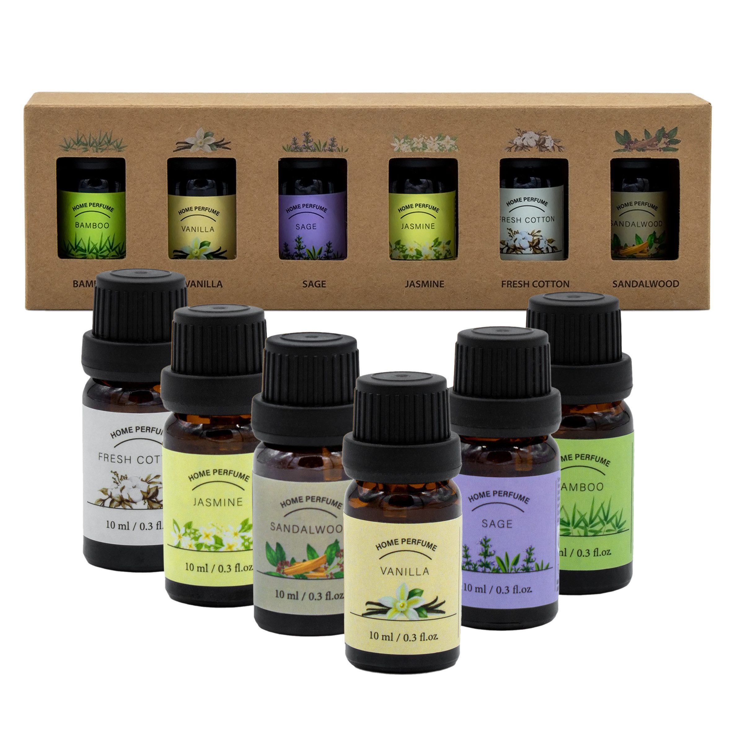 Spetebo Duftöl Aromaöl für Diffuser in 6 verschiedenen Düfen (12er Set, 1-St., 12 Flacon mit jeweils 10ml), zur Anwendung in Diffuser-Gräten