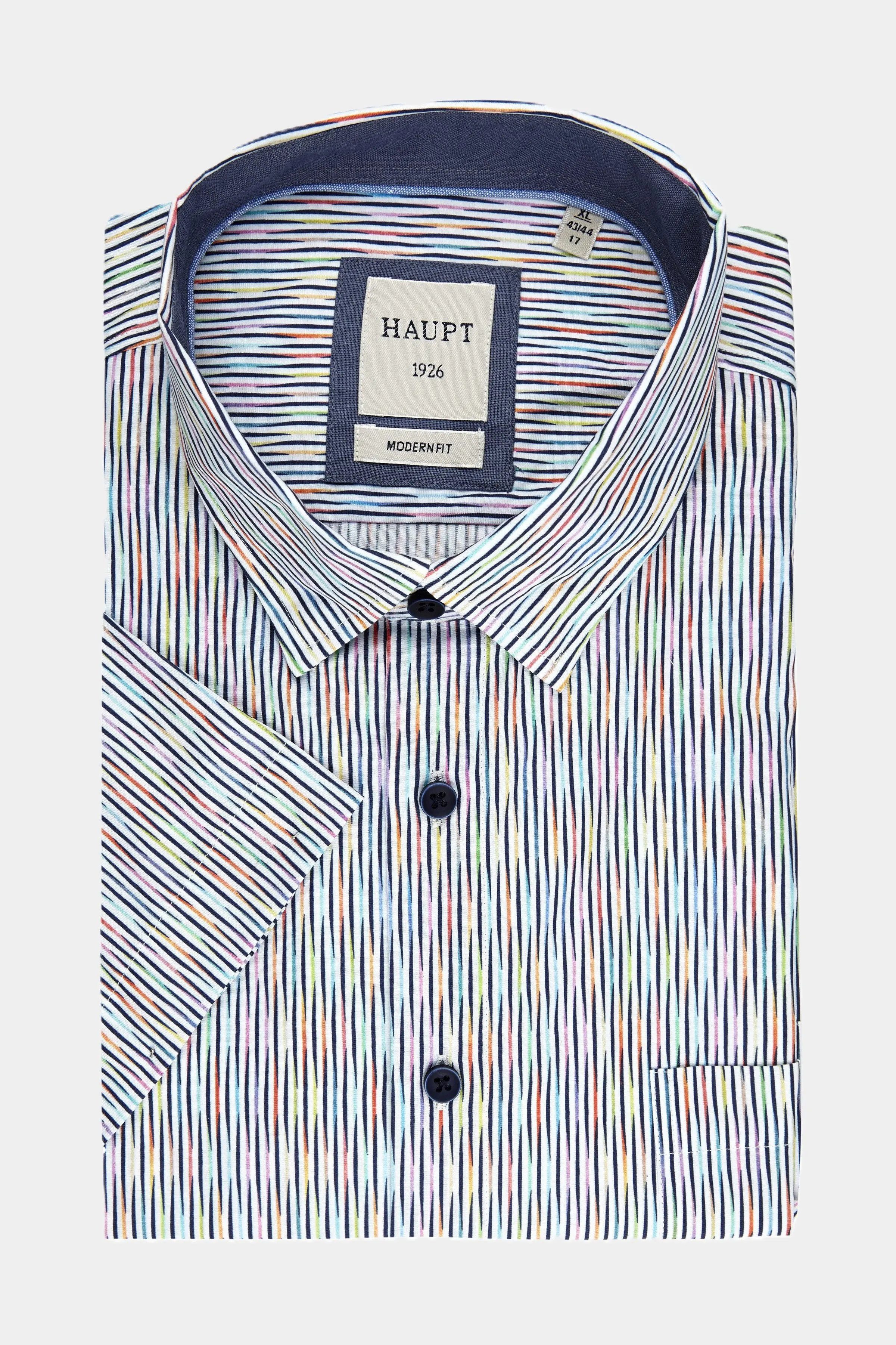 Haupt Kurzarmhemd Modern Fit Kurzarm Baumwoll-Herrenhemd Multicolor Style S günstig online kaufen