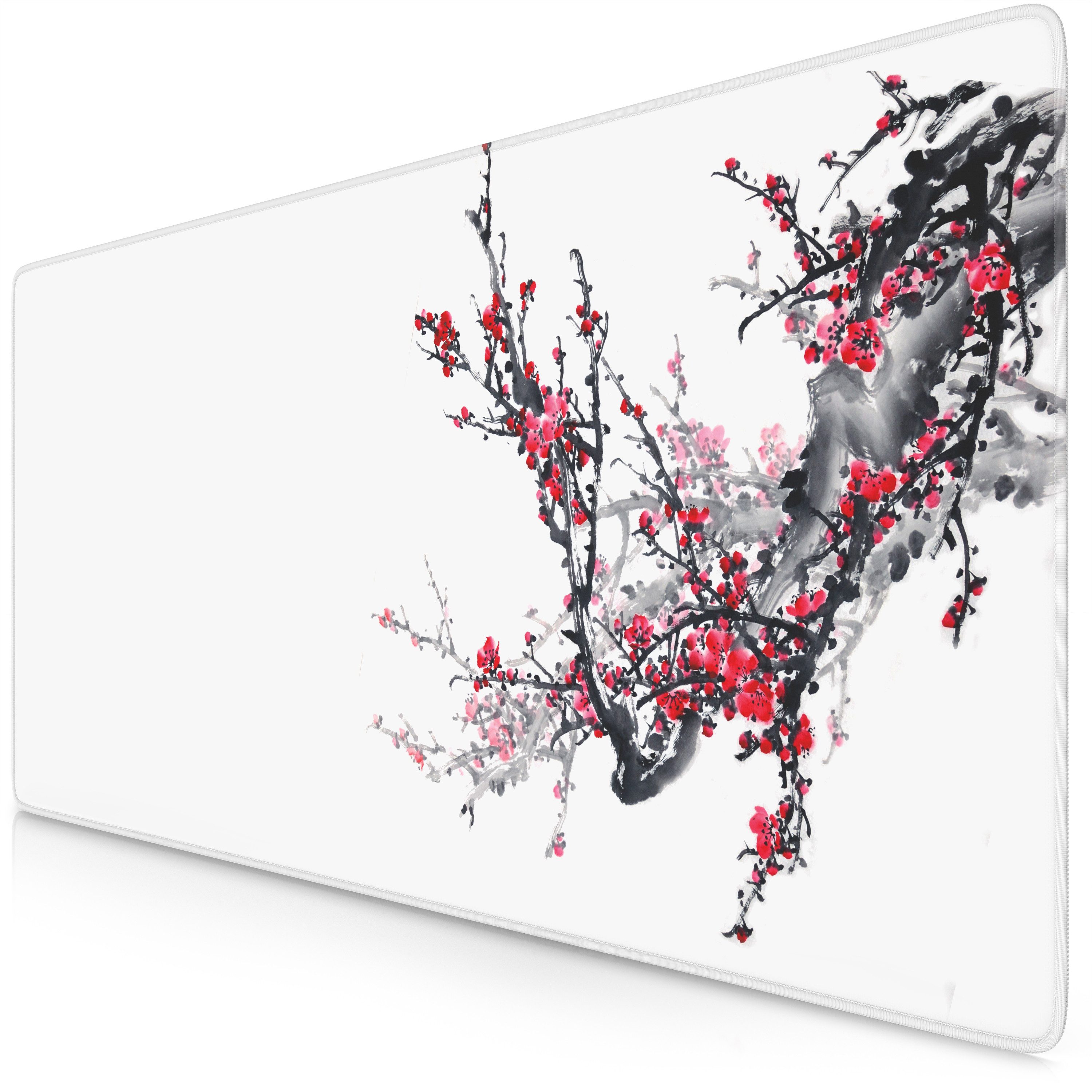 Titanwolf Gaming Mauspad XXL Speed Mousepad 900 x 400 x 3 mm, Schreibtischauflage, abwaschbar (1-St), rutschfeste Rückseite, Geschwindigkeit & Präzision, Ink Sakura 2