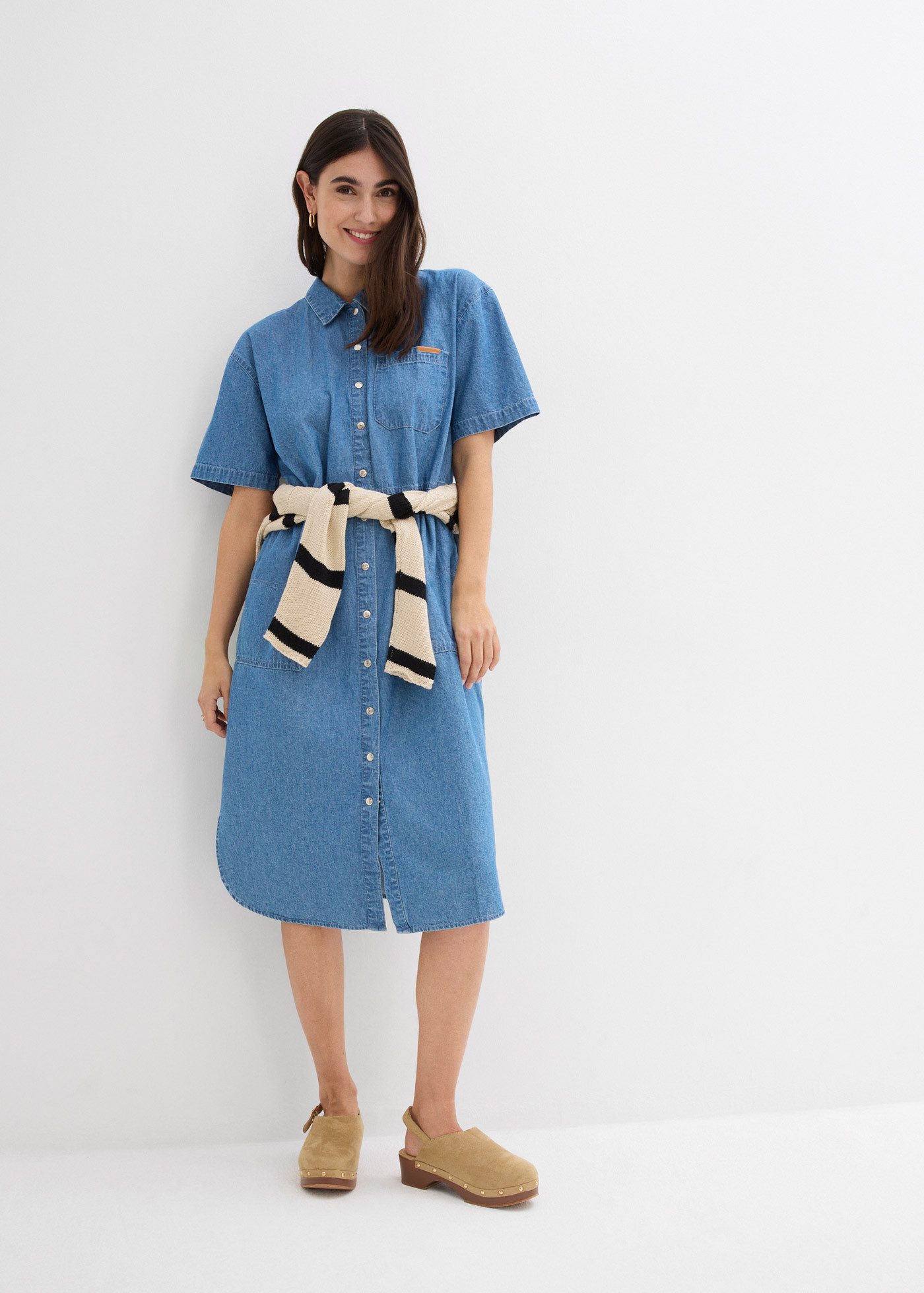 bonprix Jeanskleid für lässigen Look, aus Baumwolle, Oversize-Passform