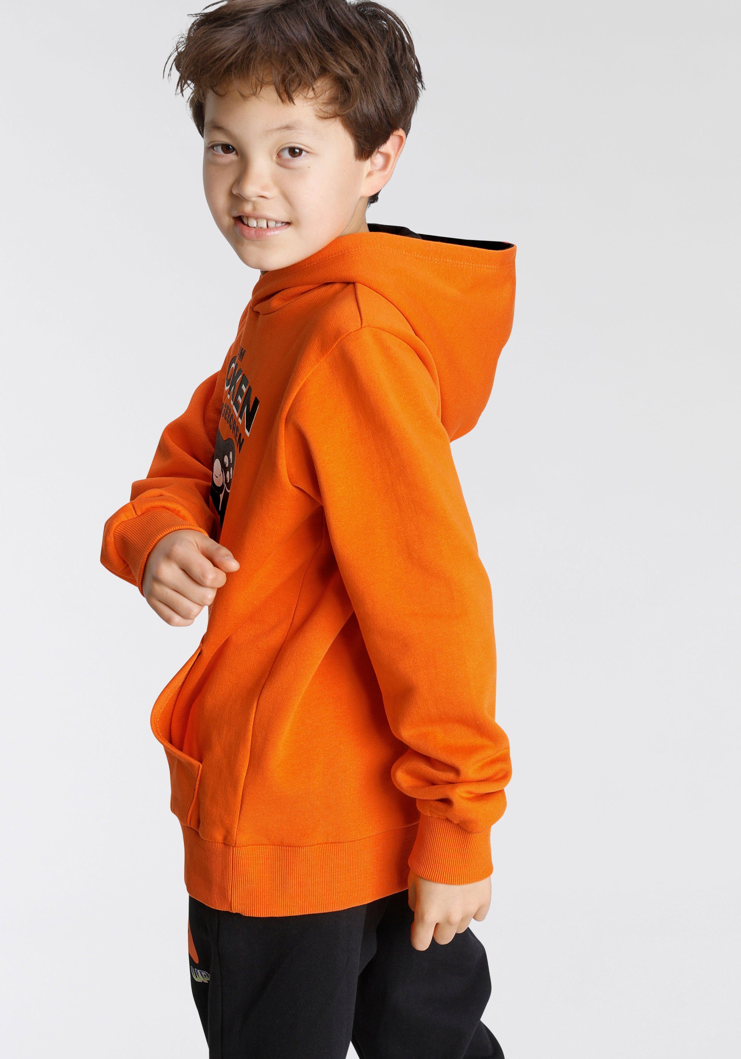 KIDSWORLD Kapuzensweatshirt FÜR ZOCKER Langarm, mit Rippbündchen, bedruckt