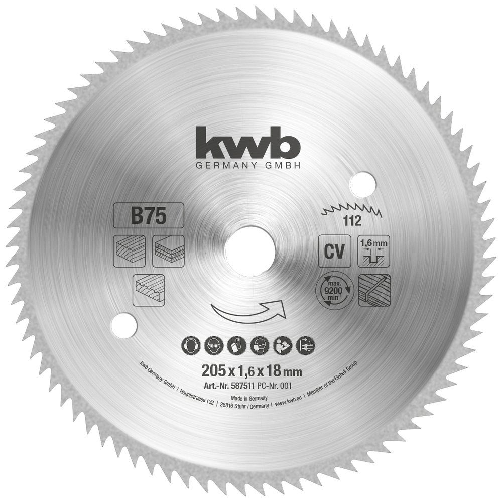 kwb Kreissägeblatt kwb 587511 Kreissägeblatt 205 x 18 mm 1 St.