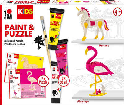 Marabu Kreativset KiDS Artist Paint & Puzzle Flamingo & Einhorn, (6-tlg), 6 Teile