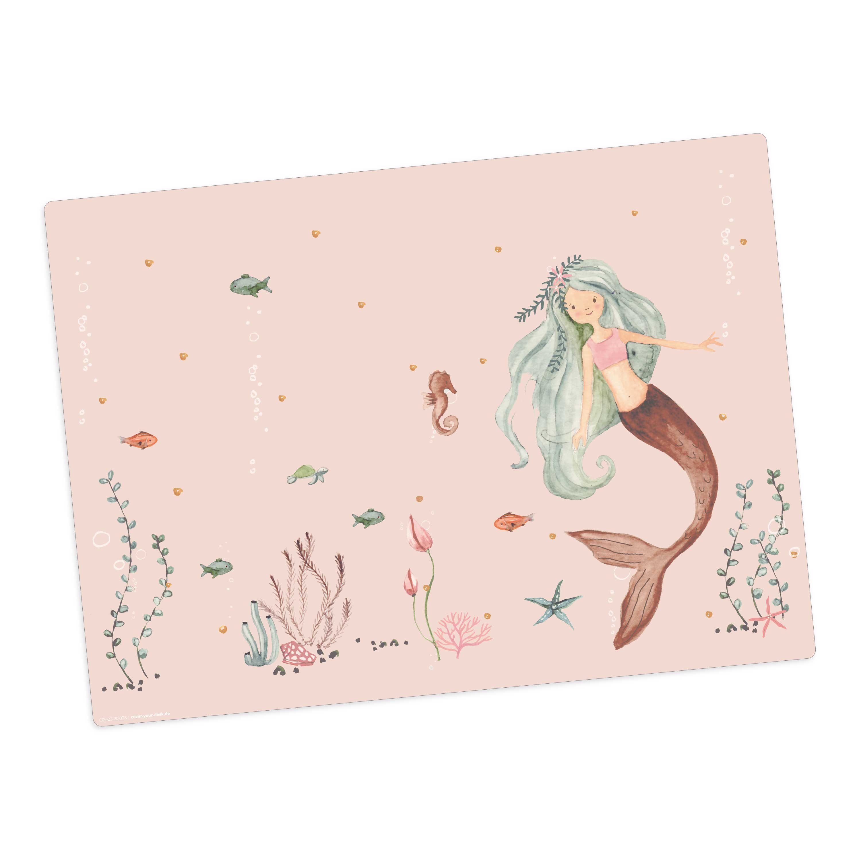 Platzset Tischset,  Platzset abwaschbar - für Kinder - Meerjungfrau rosa Meer