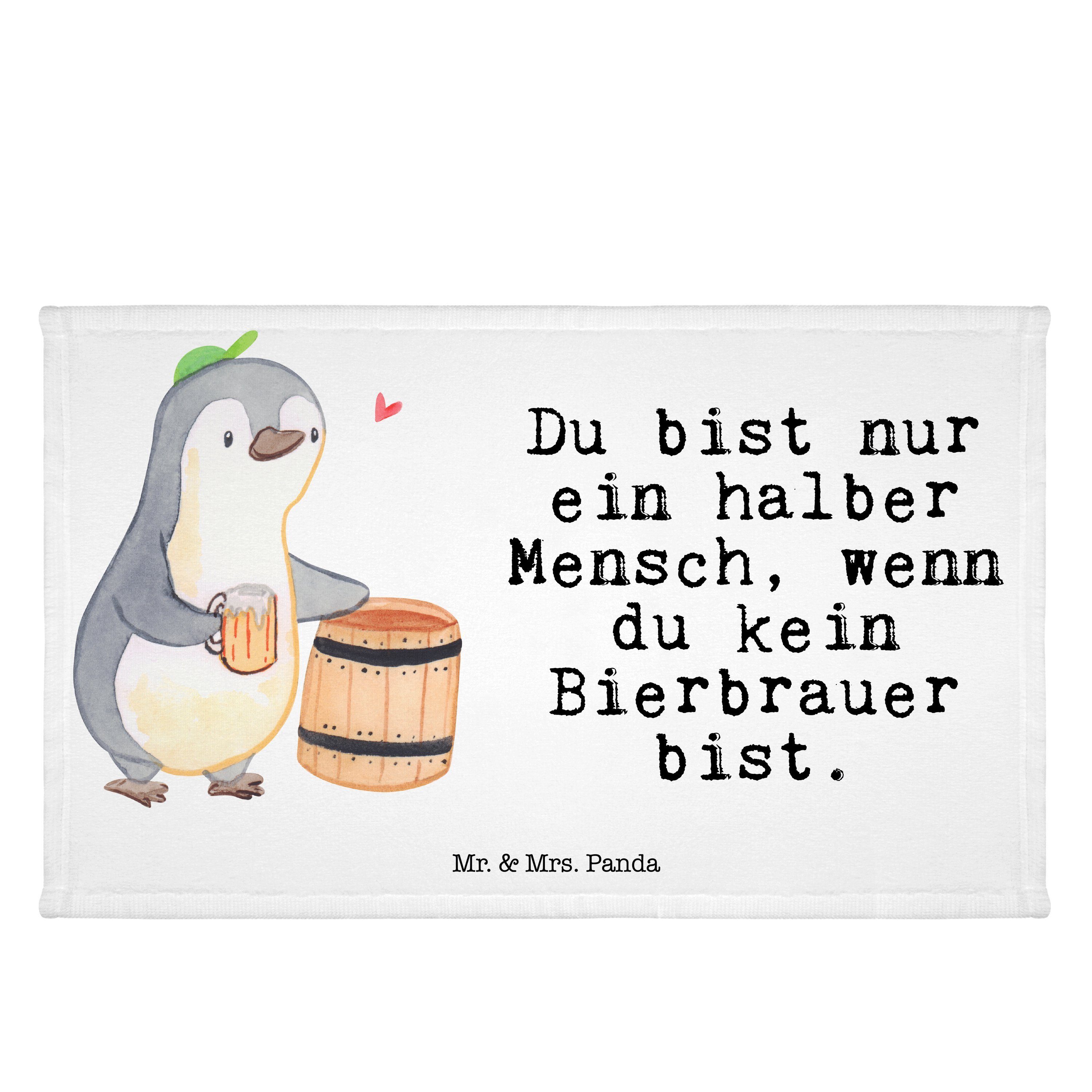 Mr. & Mrs. Panda Handtuch Bierbrauer mit Herz - Weiß - Geschenk, Schenken, Gästetuch, Bierfass, (1-St)