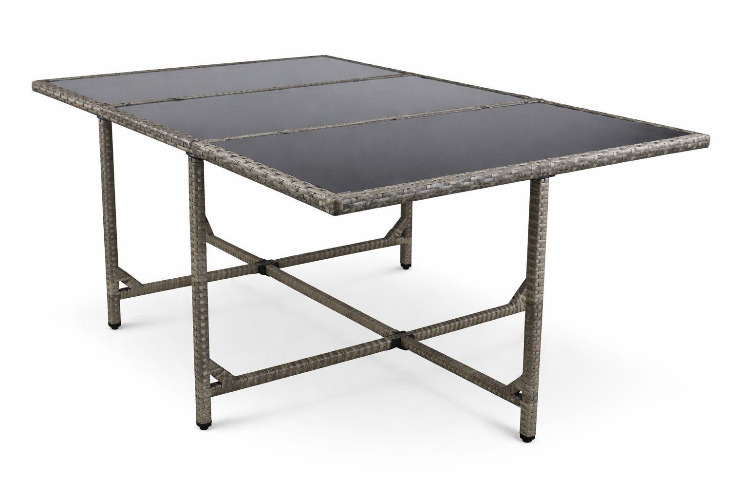 VCM Gartentisch Balkontisch Raloso H. 74 x B. 170 x T. 110 cm, Tisch aus Rattan, Gartenmöbel – 170x110