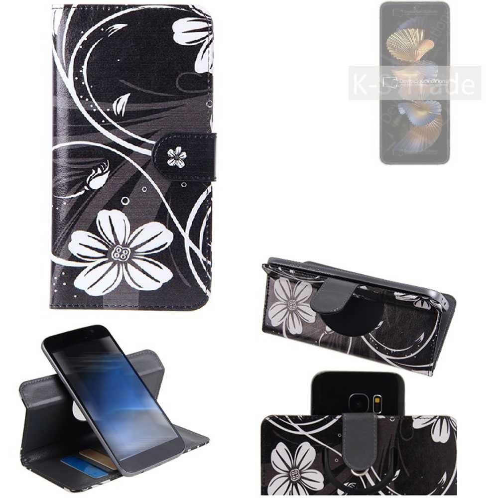 K-S-Trade Handyhülle für Samsung W25 Flip, Schutzhülle Handyhülle Hülle 360° Wallet Case “Flowers“