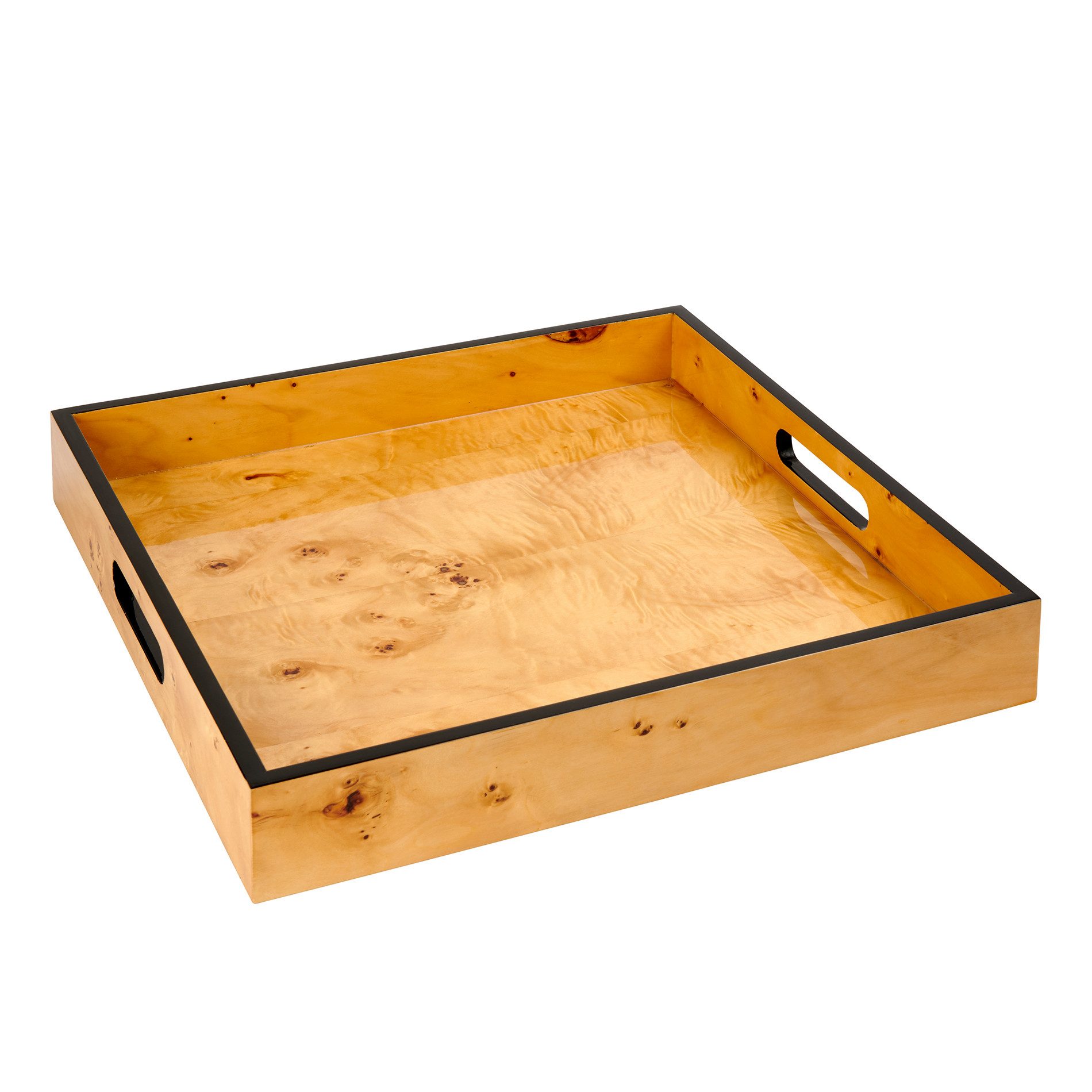 Tablett Royce Tablett quadratischWurzelholz lackiert, 40x40x5,7 cm