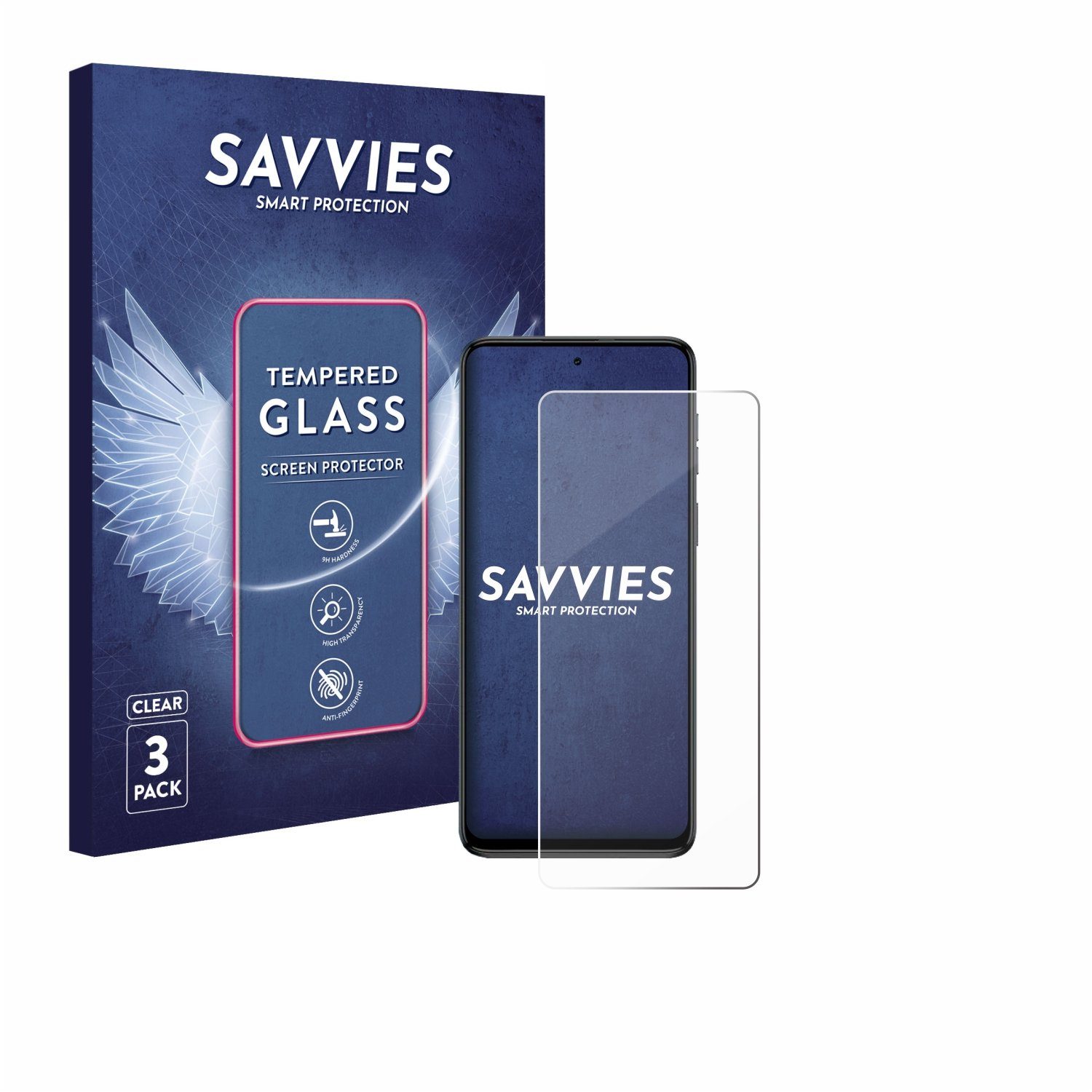 Savvies Panzerglas für Motorola Moto G54, Displayschutzglas, 3 Stück, Schutzglas Echtglas 9H Härte klar Anti-Fingerprint