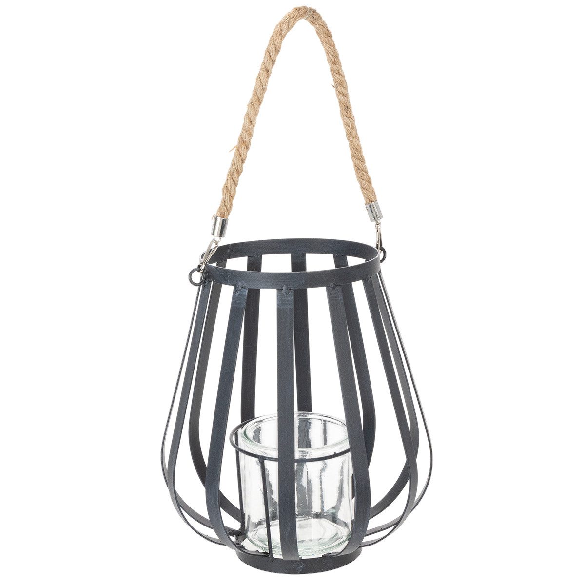 Florists Products Windlicht Windlicht Metall Laterne Glas Anthrazit Ø23cm H27cm Deko