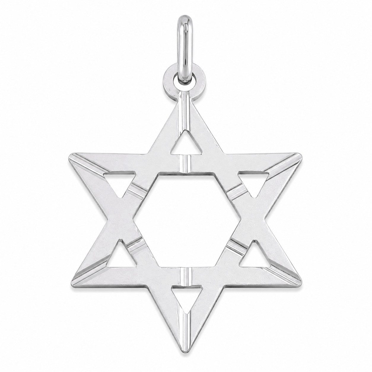 unbespielt Kettenanhänger Anhänger Davidstern 29 x 22 mm 925 Silber matt diamantiert, Silberschmuck für Damen und Herren