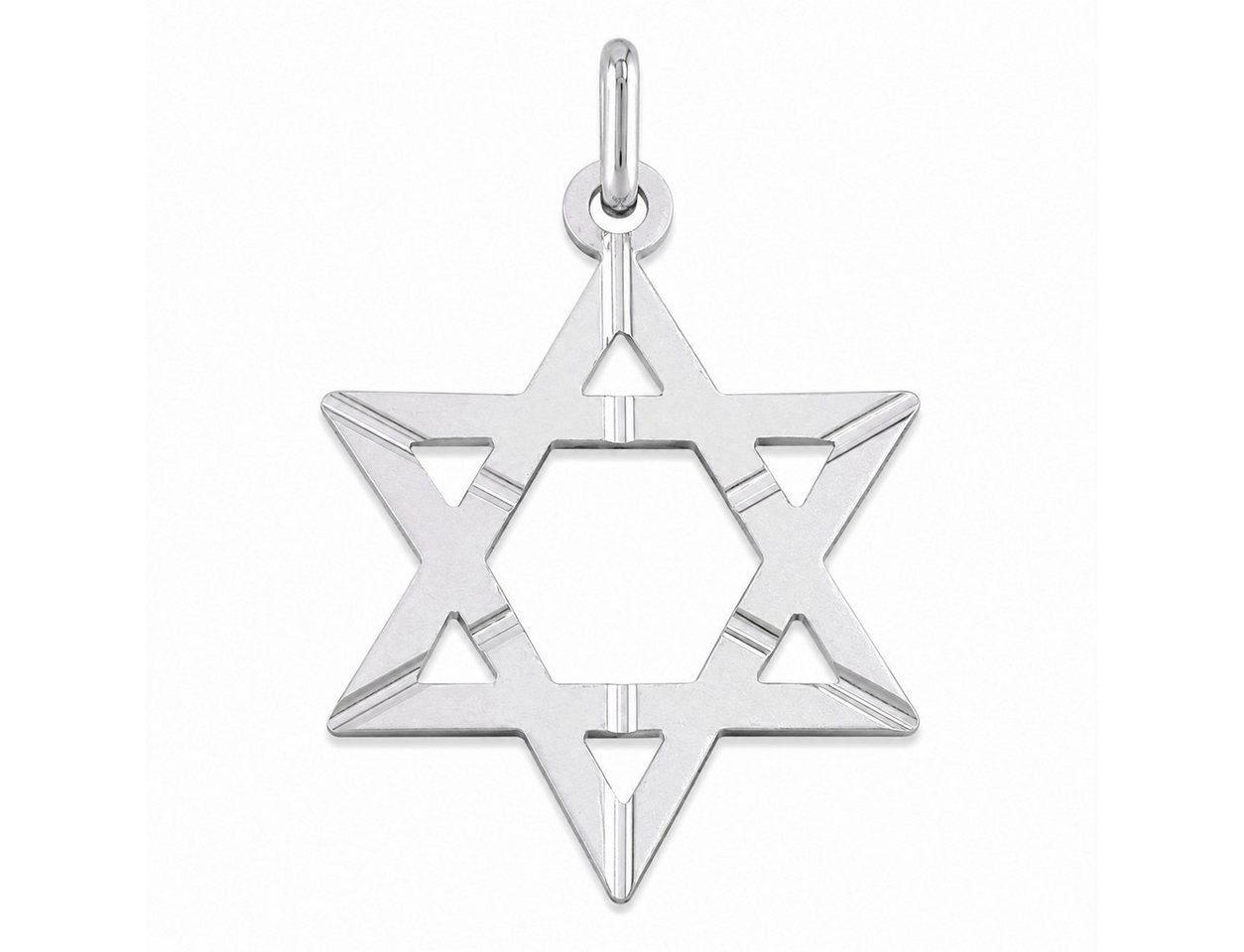 unbespielt Kettenanhänger Anhänger Davidstern 29 x 22 mm 925 Silber matt diamantiert, Silberschmuck für Damen und Herren