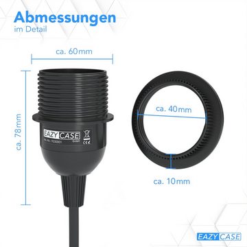 EAZY CASE Lampenfassung E27 Lampensockel mit Schalter und Kabel 5m, E27 Fassung Schalter Lampen Kabel Netzstecker Lampenaufhängung Schwarz