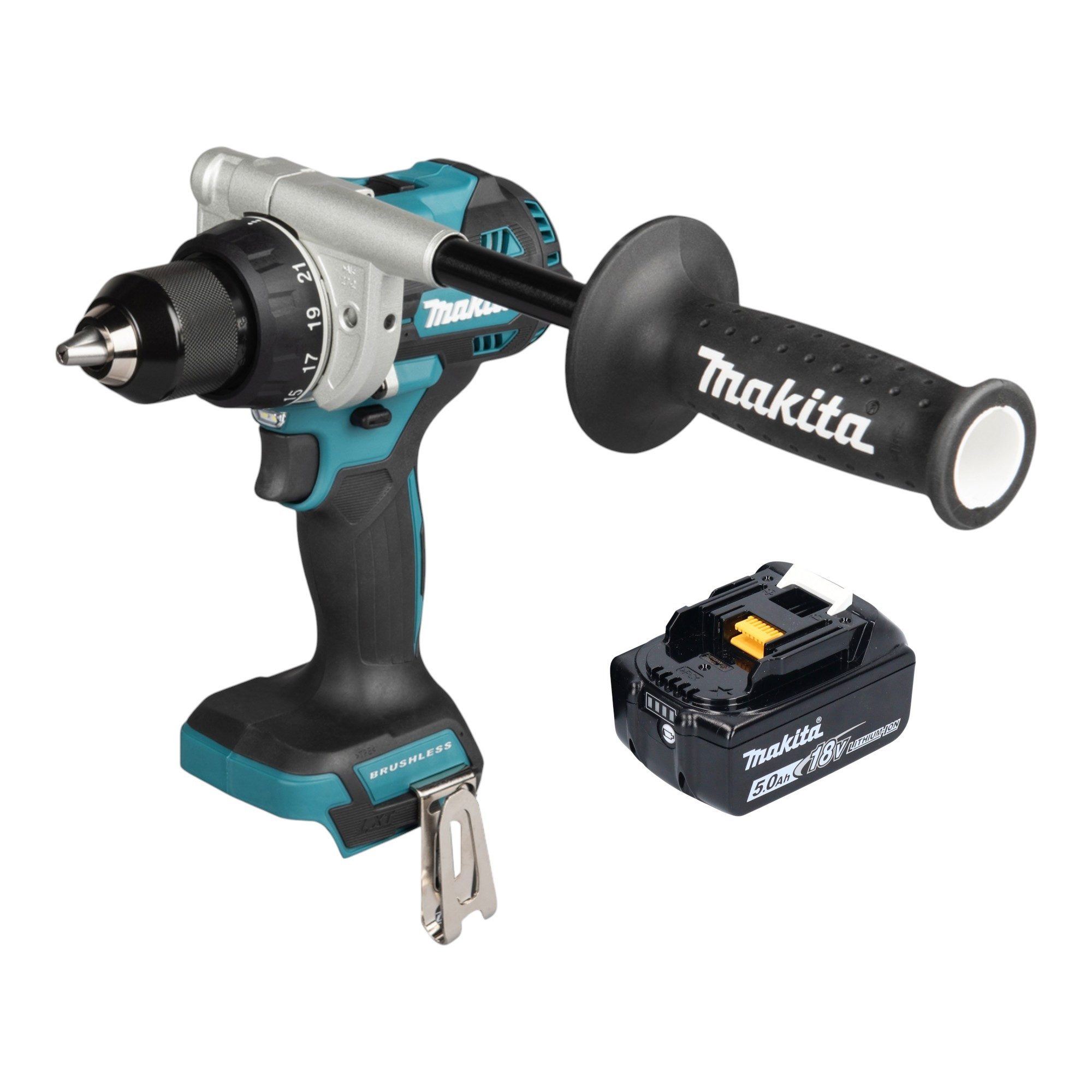 Makita Akku-Schrauber DDF 492 T1 Akku Bohrschrauber 18 V 141 Nm Brushless + 1x Akku 5,0 Ah