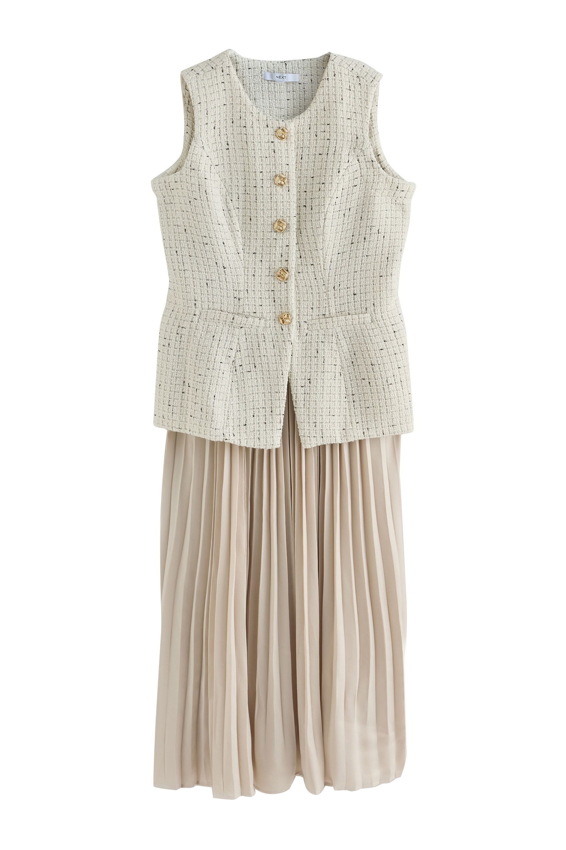 Next Partykleid Festliches 2-in-1-Kleid mit Tweed-Weste (2-tlg)