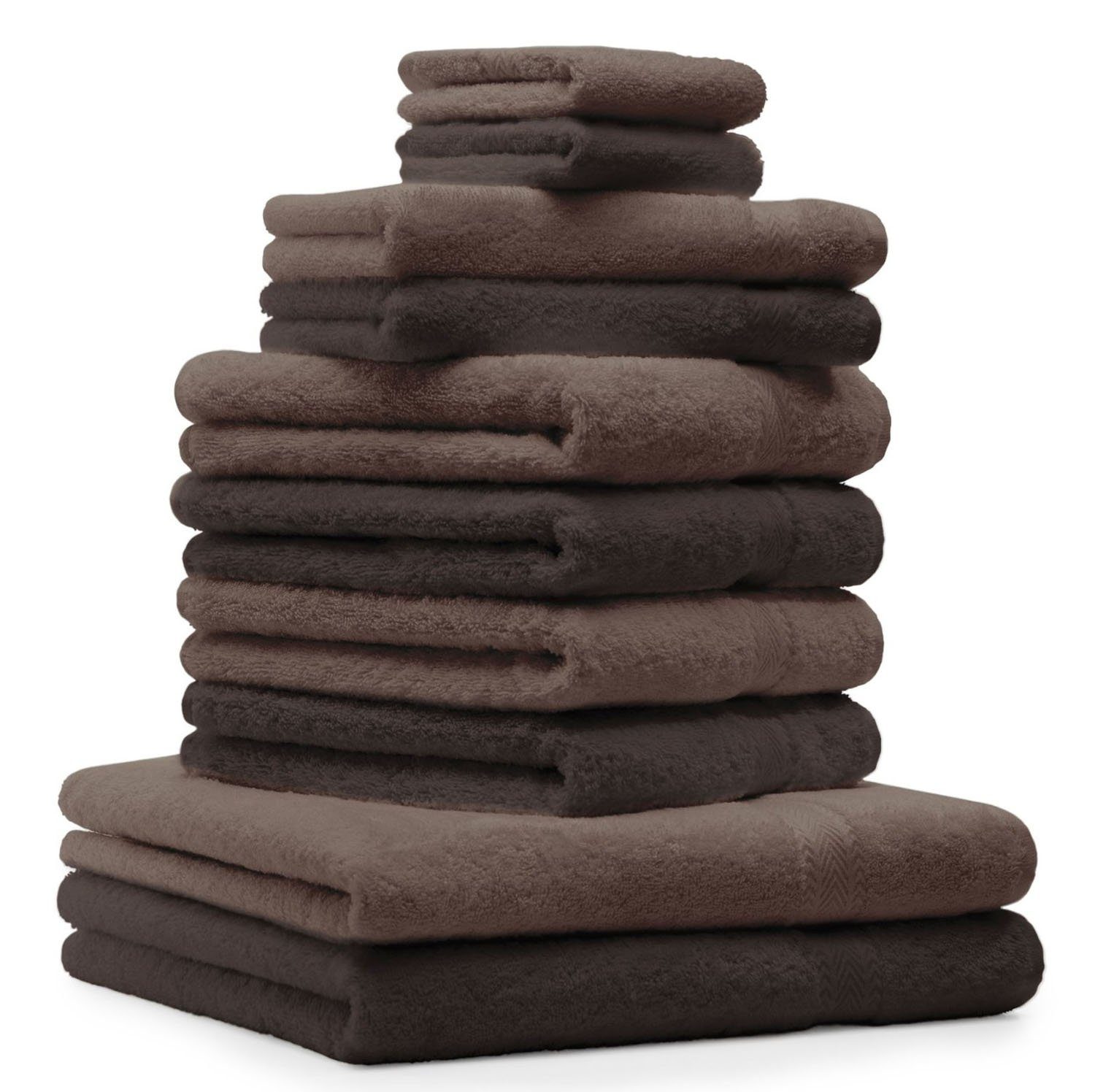 Betz Handtuch Set 10-tlg. Handtuch-Set Classic Farbe dunkelbraun und nussbraun, 100% Baumwolle